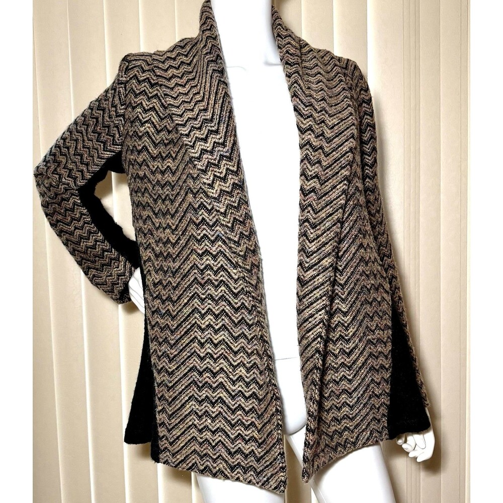 Mystree Cardigan Women’s M Wool Blend Chevron Open Front Boho Jacket